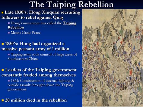 La Ribellione dei Taiping: Un movimento millenaristico contro l'oppressione imperiale Qing e la diffusione del Cristianesimo